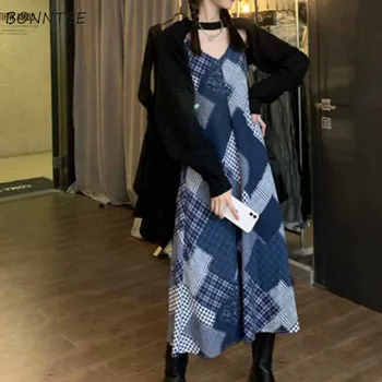 Sievietēm Komplekti 2 Gabals Ar Garām Piedurknēm O-Veida Kakla Īss Top Visdažādākie V-Veida Kakla Kleita Bez Piedurknēm, Elegants Atpūtas Modes Korejiešu Stilā Šiks