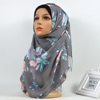 Sievietēm Musulmaņu Mīkstu Kokvilnas Hijab Šalle Gara Šalle Islāma Wrap Nozaga Sieviešu drukāšanas Šalles Modes Lakatu Hijabs Muffler