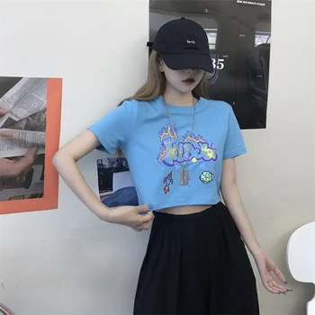 Sieviešu Apģērbs T-kreklu O-veida Kakla Vasaras Jaunā Modes korejas Harajuku Stils Zaudēt Sieviešu t-veida Topi, Streetwear Īsām Piedurknēm T-Krekls