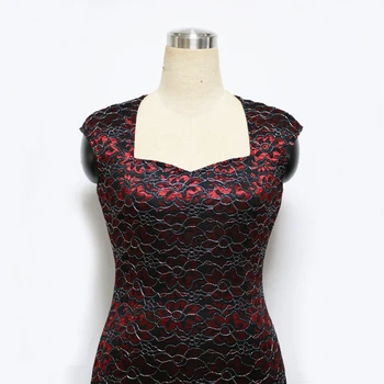 Sieviešu Elegants Vintage Rockabilly Vizuļi Ziedu Mežģīnes Pinup Kvadrātveida Kakla Dāma Strādā Gadījuma, Puse, Kas Aprīkoti Bodycon Zīmulis Kleita Uzvalks