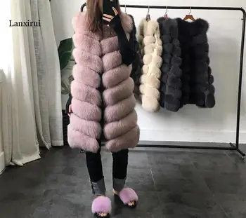 Sieviešu jauns mākslīgās fox kažokādas plecu pleca kažokādas veste, lai siltu rudens ziemas modes, krievu ziemas ielas stils