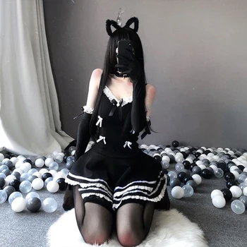 Sieviešu Lolita Vienotu Seksīgs Apģērbs, Plus Halloween Kostīmi Pieaugušo Meitene Kleita Cosplay Apakšveļa Vēlu Vakarā Francijas Istabene Kostīms