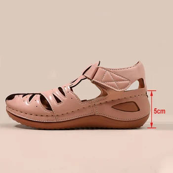 Sieviešu Sandales 2021. Gada Vasarā Romā Vintage Dobi no Ķīļi Platformas, Papēži Dāmas Kurpes Āķa Cilpas Izšūšana Šūšanas Sieviešu Sandales