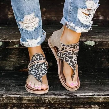 Sieviešu Sandales Leopard Klipu Toe Vintage Dzīvoklis Retro Kurpes Sieviešu Ikdienas Sieviešu Pludmales Sandales Modes Dāmas Ir 2021. Vasaras