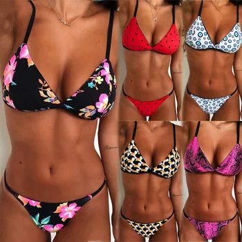 Sieviešu Sexy Drukāt Brazīlijas Bikini Komplekts High Cut Bikini Komplekts Pavada 2021 peldkostīms Vasarā Divas Gabals Peldkostīms Biquini 40