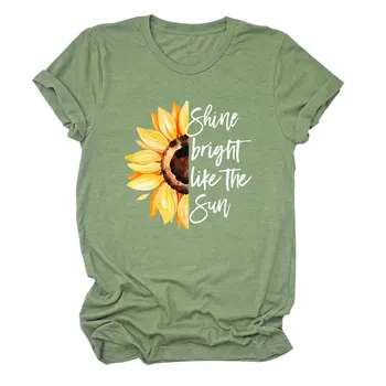 Sieviešu Spīdēt Spilgti Kā Saule, Saulespuķes Gadījuma Smieklīgi Mīksto Dāmas Hipster Top Ziedu Vēstules Streetwear Tee T-Krekls