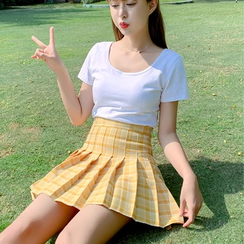 Sieviešu Svārki Vasarā Ir 2021. Jaunu korejiešu Augsta Vidukļa Svārki Sievietēm Rūtainā Kleitā Skolas Meitenes, Sexy Cute Rāvējslēdzēju Kroku Svārki K4023