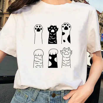 Sieviešu T-krekli, Funny Kaķis Gudrs Modes Tendence 90s Dzīvnieku Top Lady Tshirt Sieviešu Dāmas Drukāt Grafiskais Tee T-Krekls