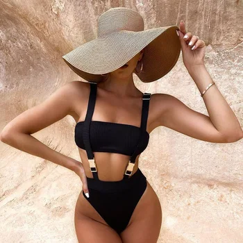 Sieviešu Vasaras Pludmales Modes Sexy Backless Dobi Ārā Melns Pārsējs Bikini Komplekts Ir 2021. Sieviešu Peldkostīms Beachwear Peldēšanas Tērps