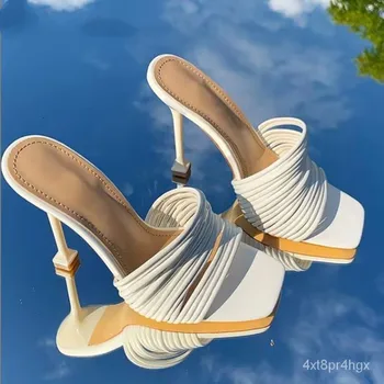 Sieviešu Vasaras Potītes Siksniņu Sandales Dāmas Plānas Augstiem Papēžiem Puse Kleita Kurpes Sieviešu Modes Sexy Sandales Sieviete Square Toe Kurpes Ir 2021.