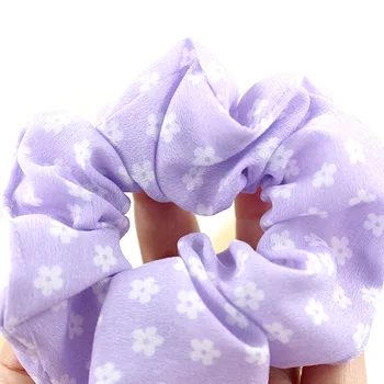 Sieviešu Violeta Scrunchies Kodolīgi Zirgaste Turētājs Scrunchie Ziedu Pleds Dot Elastīgās Matu Lentas Multicolor Matu Aksesuāri 2021