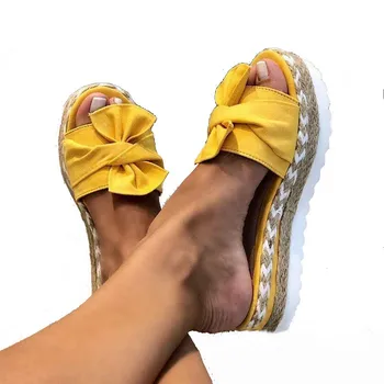 Sieviešu Čības Vasaras Bowknot Platformas Sandales Gadījuma kvīts Par Cute Dienas Comfy Sieviešu Kurpes Puse Peep Toe Beach chaussure Femme