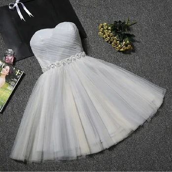 Sieviešu īsās oficiālās balles vakara kleita Plus lieluma strapless tilla kāzu kleita rozā, balta līgavas kleita