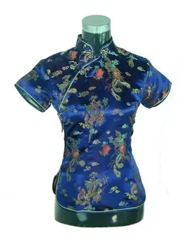 Sieviešu Ķīniešu Stila Topi Blūze ar Īsām Piedurknēm T-krekls Retro Jaunas SLim FIt Vouge Satīna Zīda 12Colors JAUNU 2022