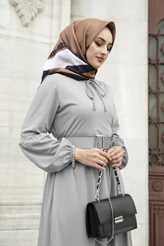 Siksnas Balonu Piedurknēm Kleita Musulmaņu Kleitas Dubaija Abaya Turcija Modes Kleita, Hijab Islāmu Apģērbu Maxi Sundress Sievietēm