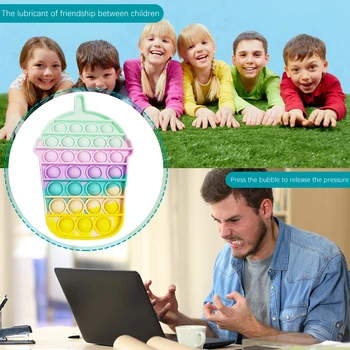 Silikona Dzert Cup Push Burbulis Fidget Maņu Rotaļlietas Autismu Īpašām Vajadzībām Stresa Atslodzes Maņu Rotaļlietas Anti Stress Fidget Varavīksnes