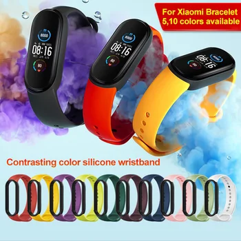 Silikona Kontrastējošas Krāsas Watchband Par Xiaomi Mi Grupa 5 Pro Dual Krāsas Sporta Nomaiņa Aproce Siksnu Xiaomi Mi Grupa 5