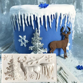 Silikona Pomādes Pelējuma Ziemassvētku Eglīte Elk Sniegpārslas Sveķi Veidnē Šokolādes Pelējuma Virtuves Piederumi Kūka Apdare, Instrumenti,