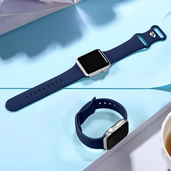 Silikona Siksniņa Apple Skatīties joslas 44mm 40mm 38mm 42mm 44 mm Gumijas watchband smartwatch correa aproce iWatch 6 se 5 4 3 joslu
