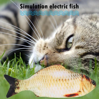 Simulācijas Zivju Pildījumu Plīša Rotaļlieta ar USB Lādējamu Catnip Pildījuma Spilvens Lelle un Pet Cat Elektriskā Dzīvnieku Kodumiem Piederumi Rotaļlietas
