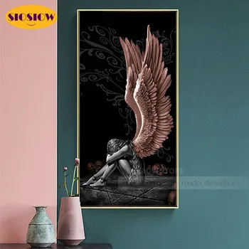 SIOSIOW 5D DIY Dimanta Krāsošana Pilnu Kvadrātveida Urbt Eņģeļa Spārnus Skaistumu Meitene 3D krustdūrienu Izšūšanas Komplekti Dekori Mājas Meiteņu Istaba