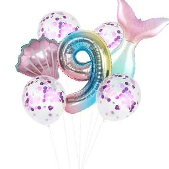 Sirēna Puse Baloni 32inch Numuru Folijas gaisa Balons, Dzimšanas dienas svinības Dekorācijas, Bērnu Dušas Dekoru Hēlija Globos Sirēna Balonu Karstā
