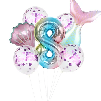 Sirēna Puse Baloni 32inch Numuru Folijas gaisa Balons, Dzimšanas dienas svinības Dekorācijas, Bērnu Dušas Dekoru Hēlija Globos Sirēna Balonu Karstā