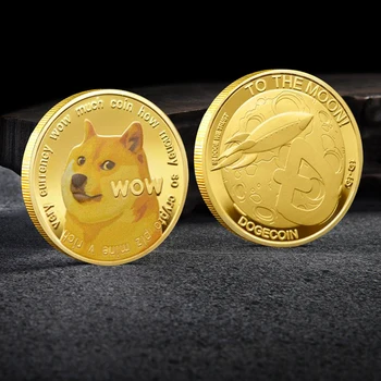 Skaisti WOW Gold Plated Dogecoin Piemiņas Monētas Gudrs Suns Modelis Suns Suvenīru Monētu Kolekcija Dāvanas, Mājas Dekoru