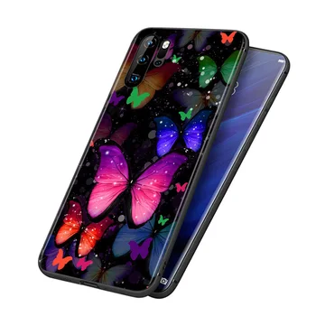 Skaists Tauriņš Melns Vāks Huawei P40 P30 P20 P9 P10 P8 Lite E 5G 2017 2019 Pro Plus Telefonu Gadījumā
