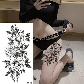 Skaistumkopšanas Black Rose Puķu Sieviešu Pagaidu Tetovējums Ķermeņa, Roku, Kāju Mākslas Meitene Sexy Ūdensizturīgs Viltotas Uzlīmes Atdzist 3D Flash
