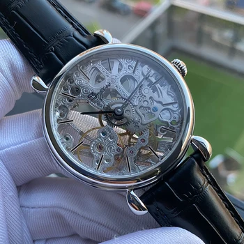 Skelets vīriešiem skatīties puses likvidācijas kaija ST36 (6498), kustību mehāniskās skatīties modes rokas pulksteņi ādas Safīra Stikls N2020