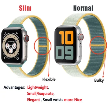 Slim Siksnu Apple skatīties joslas 44mm 40mm 42mm 38mm smartwatch aproce Neilona Cilpa aproce iWatch 5 3 4 se 6 joslu
