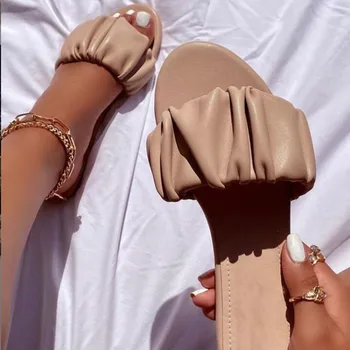 Slip-vasaras sieviešu kurpes cēloņu modes kroku mīksto vienīgais elpojošs dzīvoklis dāmas sandales cietā sandalias de las mujeres