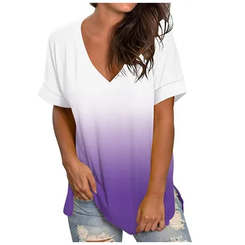 Slīpums V-veida kakla Sieviešu T-krekli Modes Gadījuma Īsām Piedurknēm Brīvs T-krekls Topi Ir 2021. Vasaras Unikālo Harajuku Sieviešu Topi Krekls