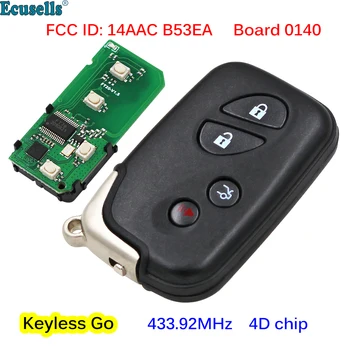 Smart 4B Keyless Go Tālvadības Atslēgu Fob 433MHz 4D Mikroshēmu Lexus LX570 GS450L GS430 LS460 GS300 IS350 FCC 14AAC B53EA Valdes 0140