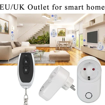 Smart Home Bezvadu rf Ligzda Tālvadības pults, Elektrības pieslēgums, ES UK Programmējams Sienas Kontaktdakšu Slēdzis 220V 15A Smart Home LED
