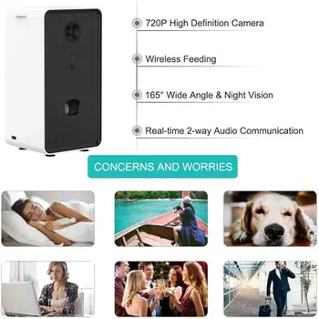 Smart Pet Tālvadības Pakārtotā Suņa Kucēns Kamera Ārstēt Dozatoru Ar 2-Way Audio 720P Nakts Redzamības Kamera Interaktīvās Comedero Perro