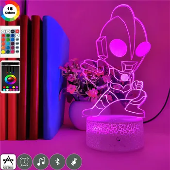 Smart Tālrunis Kontroles Ultraman Kaujas 3D RGB LED Nakts Gaisma USB Touch 7 Krāsu Izmaiņas Mazulis, Zēns Ziemassvētku Dāvanu Miega Galda Lampas