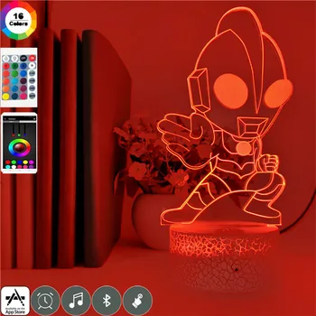 Smart Tālrunis Kontroles Ultraman Kaujas 3D RGB LED Nakts Gaisma USB Touch 7 Krāsu Izmaiņas Mazulis, Zēns Ziemassvētku Dāvanu Miega Galda Lampas