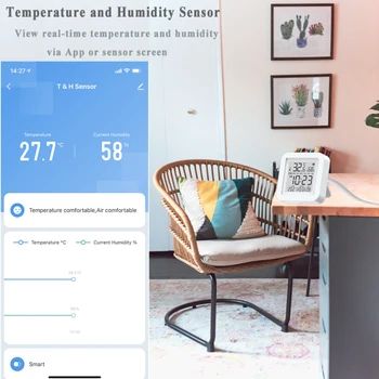 Smart Wifi gaisa Mitruma Sensoru, Temperatūras Sensoru, Datu Sinhronizācijas Tuya APP Attāla Reālā laika Monitoru Atbalsts, Alexa, Google Home SmartThings