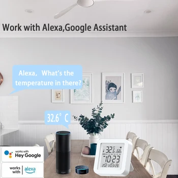 Smart Wifi gaisa Mitruma Sensoru, Temperatūras Sensoru, Datu Sinhronizācijas Tuya APP Attāla Reālā laika Monitoru Atbalsts, Alexa, Google Home SmartThings