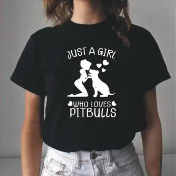 Smieklīgi Plus Lieluma Īsām Piedurknēm Tee Kreklu Femme Tikai Meitene, Kas Mīl Pitbulls Harajuku T-krekls Sievietēm, Topi Gadījuma Sieviete Tshirts