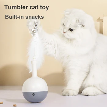 Smieklīgi Smart Cat Toy Automātiskā Akrobāts Noplūdes Pārtikas Spalvu Teaser Bumbiņas Kaķiem Rotaļlietas Pet Kitten Puzzle Interaktīvās Rotaļlietas