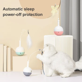 Smieklīgi Smart Cat Toy Automātiskā Akrobāts Noplūdes Pārtikas Spalvu Teaser Bumbiņas Kaķiem Rotaļlietas Pet Kitten Puzzle Interaktīvās Rotaļlietas