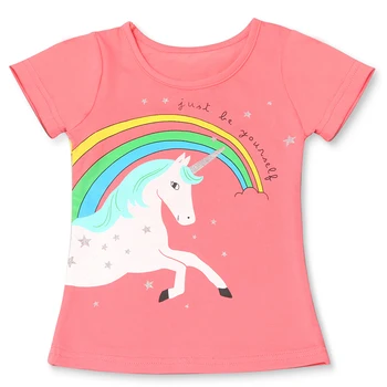 Smieklīgi Unicorn Meiteņu T-krekls Bērniem Balts Kokvilnas, ar Īsām Piedurknēm Topi Cute Baby Kids Ir 2021. Summer Cartoon Drēbes 3 4 5 6 7 8Years