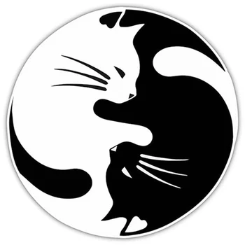 Smieklīgi uzlīmes Yin Un Yang Kaķis Pet Mīļāko logu Uzlīmes pa Logu, Durvju Vinila Gudrs Decal 13x13cm