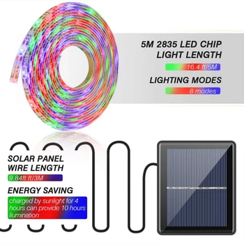 Solar Power LED Strip Gaismas DC2V 2835 30Leds/m Elastīgs RGB LED Lentes Waterproor LED Lentes Svītru Gaismas Diožu Lente 3m 5m