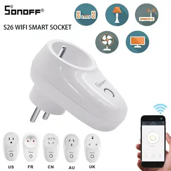Sonoff S26 WiFi Bezvadu Plug US/UK/KN/AU/ES Smart Ligzda Strāvas Kontaktligzdas Smart Home Slēdzis Strādā Ar Alexa, Google Palīgs IFTT
