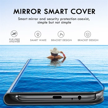 Spogulis Case For Samsung Galaxy J3 2017 J330 J4 Core J4+ J6 Plus 2018. Gadam Uzsist Grāmatas Vāka PC+ Ādas Gadījumos Galaxy J7 Pro 2017