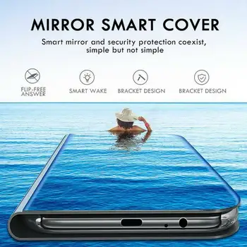 Spogulis Smart Ādas Telefona Gadījumā Xiaomi Mi 10 Ultra 10T Pro Lite Apskatīt Flip Stends Vāks Mi 10 10T Poco F2 Pro X3 NFC Gadījumos